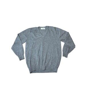 Vintage Cashmere By Pringle Men's Size 44 Large V Neck Gray Scotland Preppy